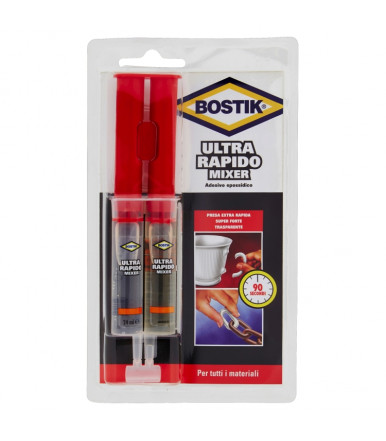 Adesivo epossidico bicomponente Bostik Ultra Rapido Mixer 24ml