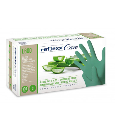 Guanti monouso in lattice senza polvere con aloe vera Reflexx L600 gr.6,2