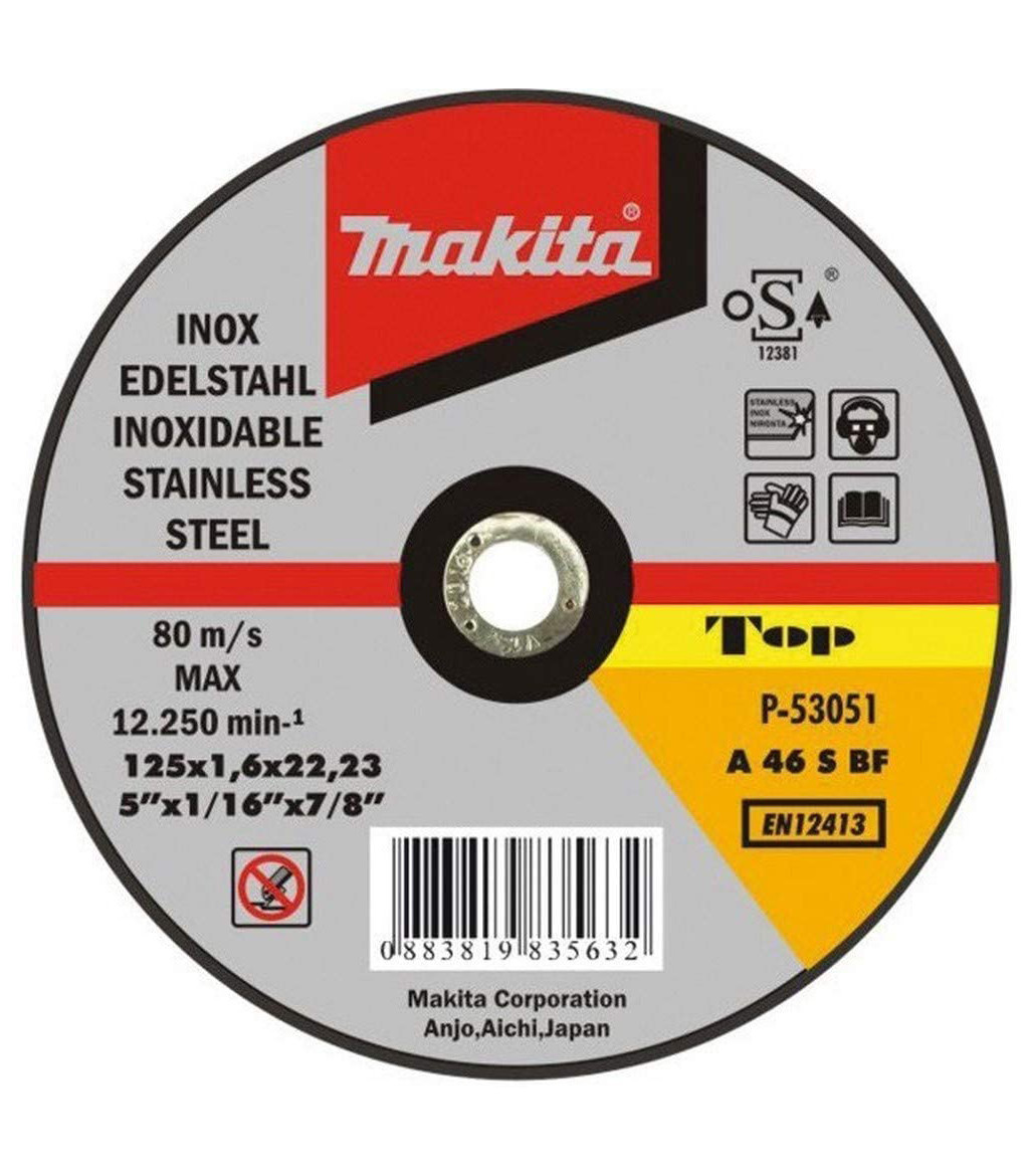 Disco da taglio Ø 125 mm, spessore 1,6 mm P-53051 per acciaio inox Makita