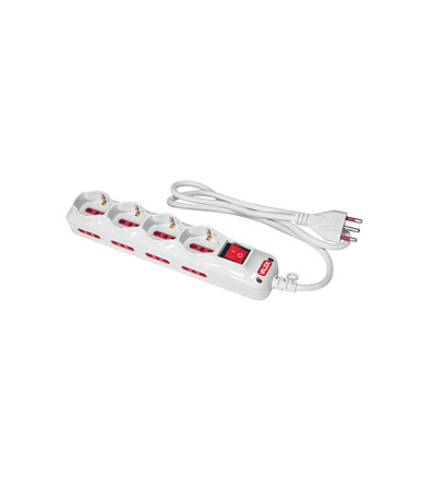 Universal electrical power strip 12 places, 4 universal sockets + 8 side bypass sockets