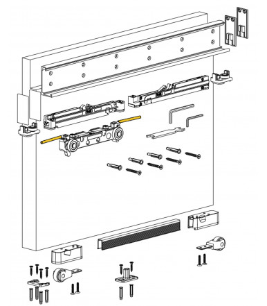 Invisible sliding door system outside the wall with soft-closing Fluid Magic2, up to 1800 mm Terno Scorrevoli