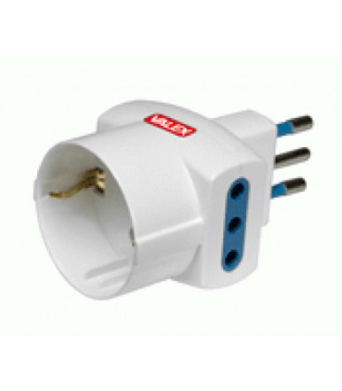 Adaptador blanco triple 10 A con toma shuko Valex