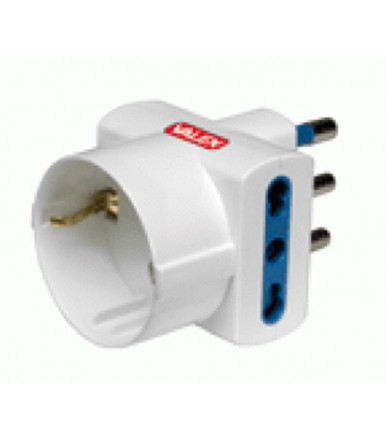 Adaptador blanco triple 16 A con toma bypass shuko Valex