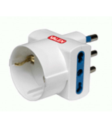 Triple white adapter 16 A with bypass shuko socket Valex