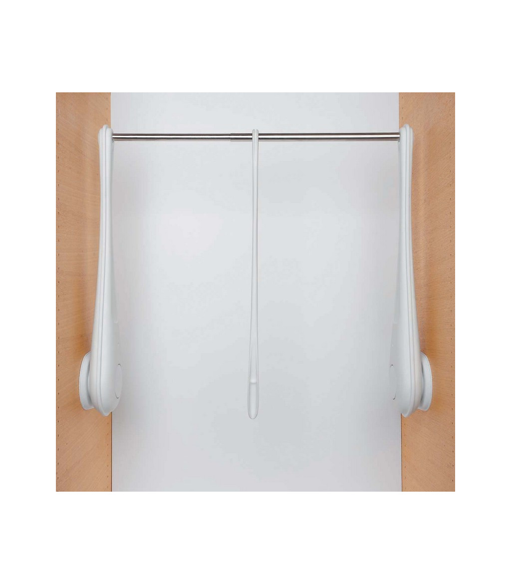 Appendiabito saliscendi per armadio Servetto ONLY con inclinometro cm  73-119 Bianco