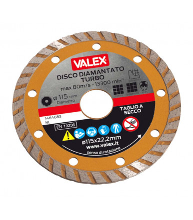 Disco diamantato Ø 115 mm, spessore 2 mm TURBO Valex