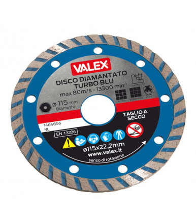 Disco diamantato Ø 115 mm, spessore 2 mm TURBO BLU Valex