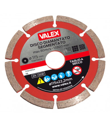 Segmented crown diamond disc Ø 115 mm, thickness 2 mm Valex