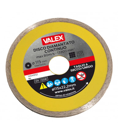Continuous crown diamond disc Ø 115 mm, thickness 2 mm Valex