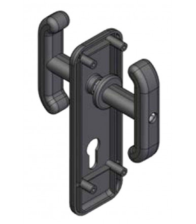 Satz Platten- und Griffsatz 0433.E800 für Obenliegende Türverriegelung radstand 70 mm Prefer