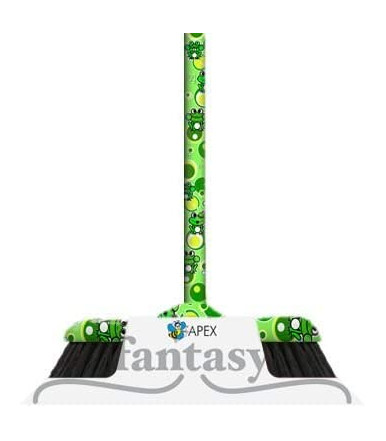 Balai Fantasy Froggy vert avec manche pour le nettoyage intérieur