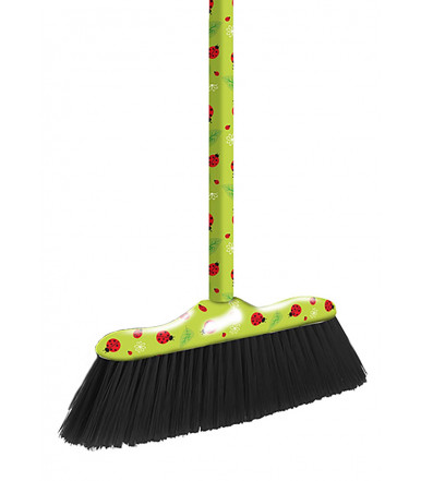 Fantasy Ladybug green broom with handle for interior cleaning