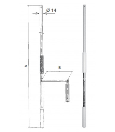 Barre articulée grise de 1,54 mètre pour la manipulation de treuils, stores, volets roulants Stafer