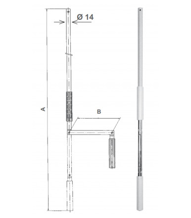 Varilla articulada gris de 1,54 m para mover cabrestantes, toldos, persianas enrollables Stafer