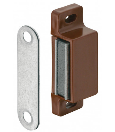 Brown magnetic catch, screw fixing for wooden doors