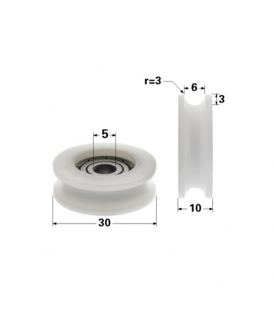 Porte coulissante et la fenêtre de roulement à rouleaux de roue en nylon  608ZZ Taille 8*30*9 8*30*9,5 8*30*10mm - Chine Roulement à billes à gorge  profonde, 608ZZ