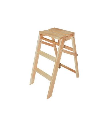 Taburete escalera plegable de 3 peldaños en madera de haya natural