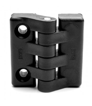 Square hinge in black technopolymer with stud and thread Gamm