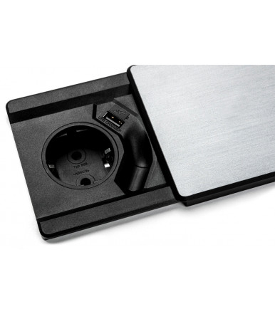 Socket Square80 for 80 mm hole with Schuko + 1 USB EVOline