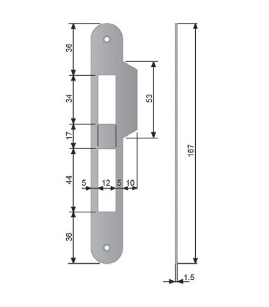 Armature plate for swing door for Centro Agb lock