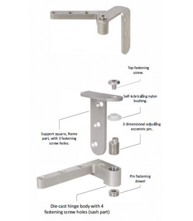 Bisagra pivotante compacta AGB E10073 completa para puerta empotrada