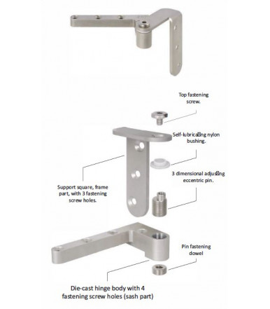 Compact AGB E10073 pivot hinge complete for flush door