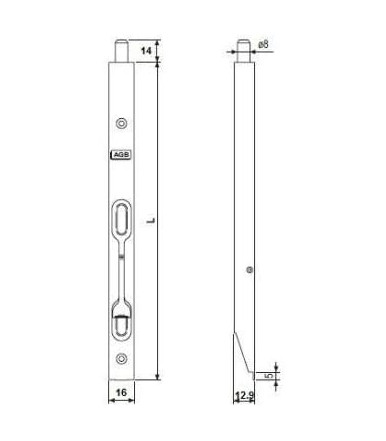 AGB recessed lever deadbolt in 16 mm front steel