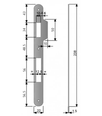 Striking plate with rounded edge 1,5 mm thick and shaped flap AGB