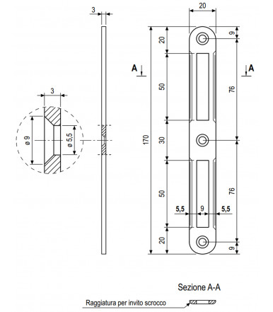 Schließblech mit abgerundeter Kante 3 mm stark AGB