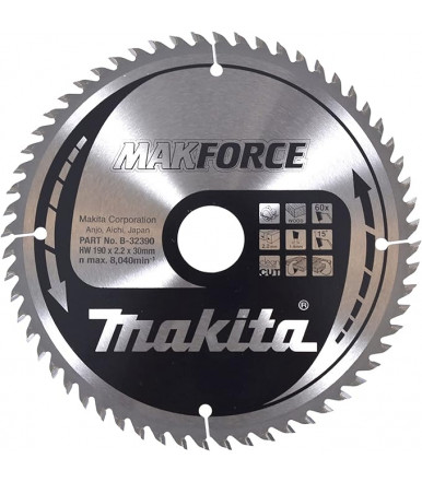 Lama Makita B-32390 per legno da 190mm, foro 30mm, 60 denti