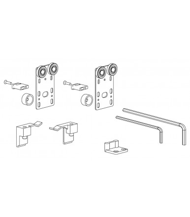 Juego completo K.1296.2.10.3 para puerta corredera suspendida de madera, capacidad de carga 80 Kg