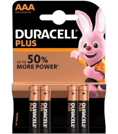 Packung mit 4 Duracell Plus AAA-LR03-MN2400-Alkalibatterien