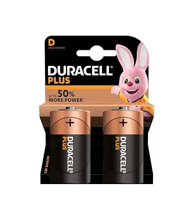 Packung mit 2 Duracell Plus D-LR20-MN1300 Alkalibatterien