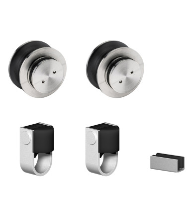 Ensemble de roues en acier inoxydable pour système coulissant pour porte coulissante en verre JNF code IN.15.007