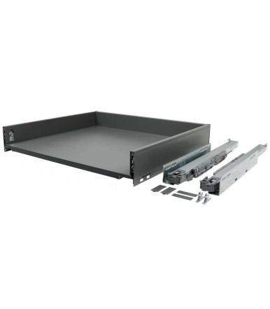 Schublade grau Blum LEGRABOX Tiefe 600 mm montiert mit Schienen