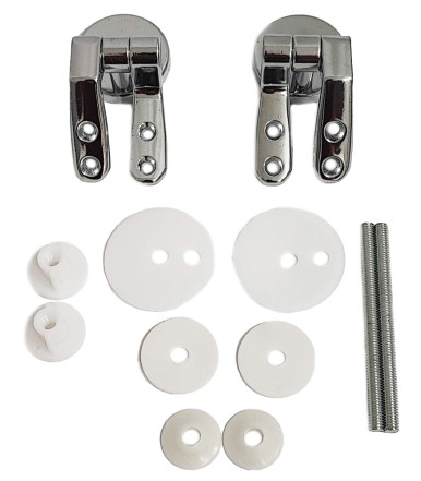 Kit de montage 2 charnières en métal chromé pour fixation abattant WC