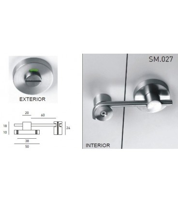 Cerradura de baño de acero inoxidable también para puerta de cristal con  indicador JNF código SM.028