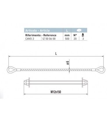 Câble antichute 500 mm, pour portails battants