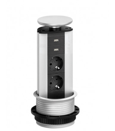 Torretta multipresa a scomparsa Port USB CHARGER  2 prese schuko + 2 usb EVOline