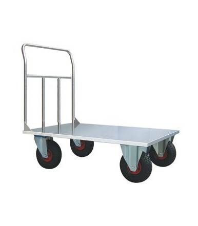 Cart AISI 304 INOX high capacity platform truck 2 fixed and 2 swivel wheels Ø 260 mm Art.044A INOX