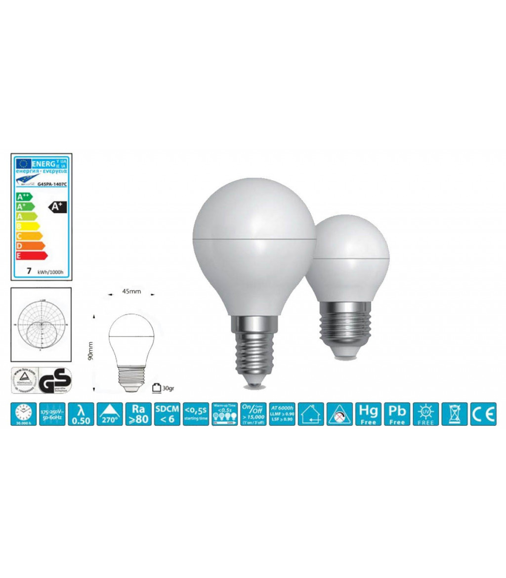 SkyLighting - opaline globe LED - 7W 4200K Series Smooth Led