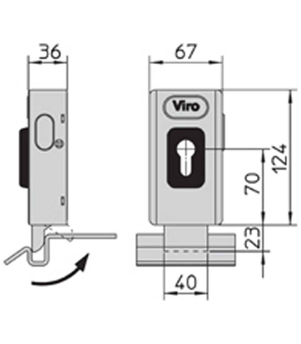 Cerradura eléctrica V90 horizontal- Cerradura giratoria - apertura hacia el  exterior para cancelas y puertas de 70 mm Viro entry